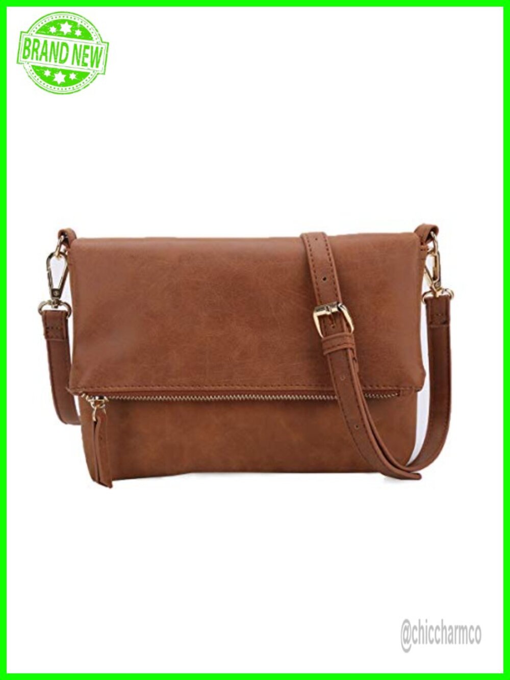 Crossbody Bag Vegan PU Leather Wristlet Purse Adjustable Strap